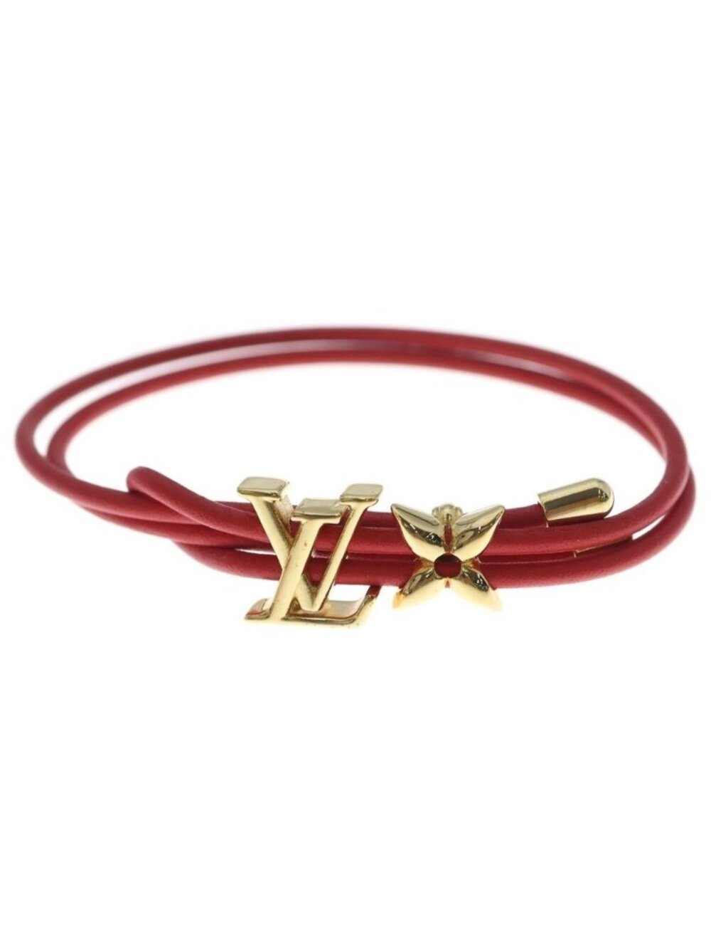 Louis Vuitton LV Blue Leather Bracelet Red Gold